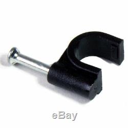 1000x 7mm Black Round Cable Clips-Coax/CAT6 Sky Wall Mounts Aerial Brick Outdoor