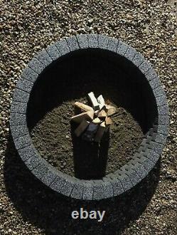 120 cm round fire pit granite fire place concrete stone bricks garden decor grey