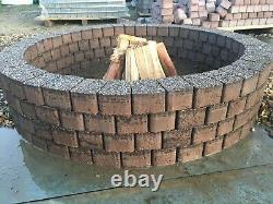 120 cm round fire pit granite fire place concrete stone bricks garden decor grey