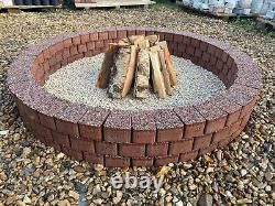 120cm fire pit concrete bricks garden heater log wood burner granite stones