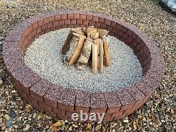 120cm fire pit concrete bricks garden heater log wood burner granite stones