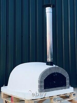 120x120cm Half Dome Brick Outdoor Pizza Ovens With Chrome Flue And Cap