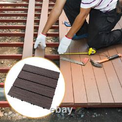 2 Pcs Interlocking Floor Tiles Wood Plastic Composite Floor Outdoor Floor Brick