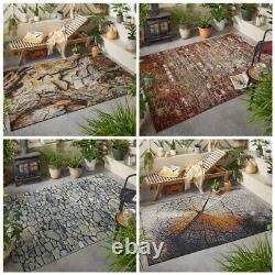 3D Modern Carpet Floor Rugs Indoor Outdoor Garden Patio Waterproof Wood Stones