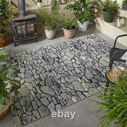 3D Modern Carpet Floor Rugs Indoor Outdoor Garden Patio Waterproof Wood Stones