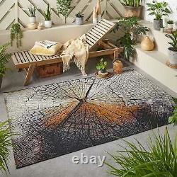 3D Wood Pebbles Brick Bark Modern Outdoor Indoor Rugs Flatweave Waterproof Mat