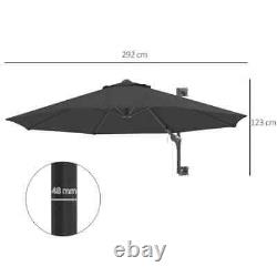 3M Garden Wall Mounted Parasol Unit Outdoor Canopy Umbrella Patio Shade Top Vent