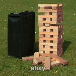 60 Bricks Giant Outdoor Fir Wood Garden Stack'N' Tumble Tower with Storage Bag