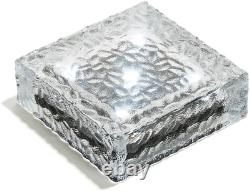 6X6 Solar Brick Light Cool White LED, Textured Glass Paver, Waterproof, Outdoo