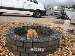 78 cm Fire Pit Kit Concrete Bricks Stones Garden Wood Heater Fire Place Burner
