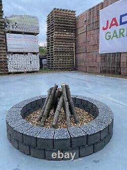 80 cm Fire Pit Bricks concrete stones fire place wood log burner garden heater