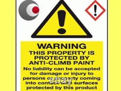 Anti-Climb Paint Vandal Intruder Kit Slippery Black Security Paint With Sign