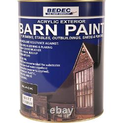 Barn Paint Black Self-Priming Acrylic Exterior Durable Matt Finish Bedec 5 Litre