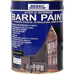 Barn Paint Black Self-Priming Acrylic Exterior Durable Satin Finish Bedec 5L NEW