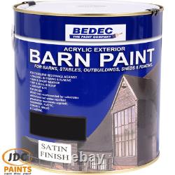 Bedec Barn Paint Acrylic Exterior Satin Black White 2.5l 5l