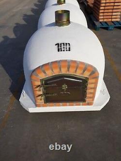 Brick Wood Fired Outdoor Pizza Oven 100cm White Deluxe model Wooden- BBQ Quality