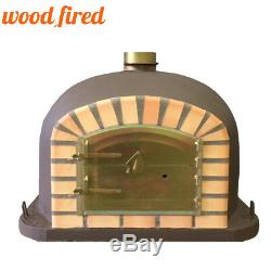 Brick outdoor wood fired Pizza oven 100cm Brown Deluxe model