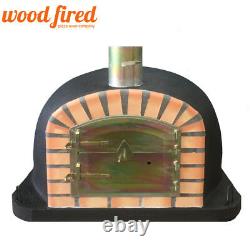 Brick outdoor wood fired Pizza oven 100cm Deluxe extra black orange arch