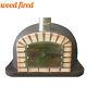 Brick Outdoor Wood Fired Pizza Oven 100cm Deluxe Extra Brown Orange Arch