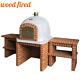 Brick Outdoor Wood Fired Pizza Oven 100cm Deluxe + Matching Stand And Tables