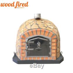 Brick outdoor wood fired Pizza oven 100cm Deluxe-stone stainless steel door