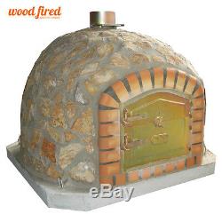 Brick outdoor wood fired Pizza oven 100cm Deluxe-stone with base/chim and cap