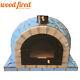 Brick Outdoor Wood Fired Pizza Oven 100cm Pro Deluxe Blue Ceramic Model