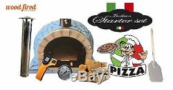 Brick outdoor wood fired Pizza oven 100cm Pro deluxe blue ceramic model package