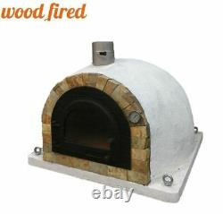 Brick outdoor wood fired Pizza oven 100cm Pro deluxe rock face cast iron door