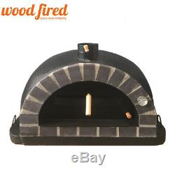 Brick outdoor wood fired Pizza oven 100cm black Pro-Italian grey brick