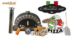 Brick outdoor wood fired Pizza oven 100cm black Pro-Italian grey brick package
