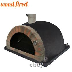 Brick outdoor wood fired Pizza oven 100cm black Pro-Italian orange brick package