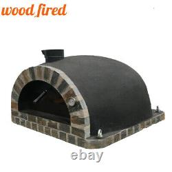 Brick outdoor wood fired Pizza oven 100cm black Pro-Italian stone arch