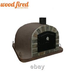 Brick outdoor wood fired Pizza oven 100cm brown Deluxe extra model stone face