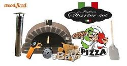 Brick outdoor wood fired Pizza oven 100cm brown Pro-Italian grey brick package