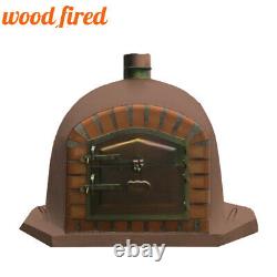 Brick outdoor wood fired Pizza oven 100cm brown corner Deluxe model