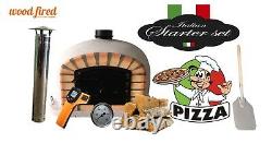 Brick outdoor wood fired Pizza oven 100cm grey Deluxe black door (package deal)