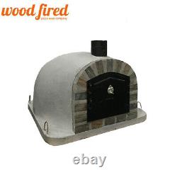 Brick outdoor wood fired Pizza oven 100cm grey Deluxe extra model stone face