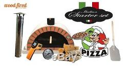 Brick outdoor wood fired Pizza oven 100cm grey Pro-Italian orange brick package