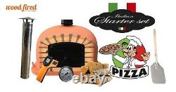 Brick outdoor wood fired Pizza oven 100cm terracotta Deluxe black door (package)