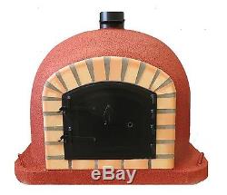 Brick outdoor wood fired Pizza oven 100cm terracotta supreme model chimney mount