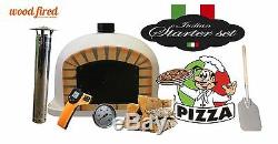 Brick outdoor wood fired Pizza oven 100cm white Deluxe black door (package deal)