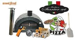Brick outdoor wood fired Pizza oven 100cm white Pro-Italian black brick package