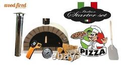 Brick outdoor wood fired Pizza oven 100cm white Pro-Italian cream brick package
