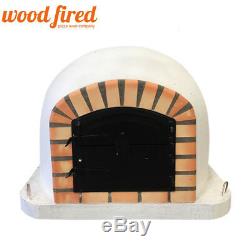 Brick outdoor wood fired Pizza oven 100cm white forno orange-brick/black-door