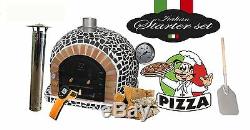 Brick outdoor wood fired Pizza oven 100cm x 100cm Mosaic black model and package