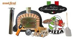 Brick outdoor wood fired Pizza oven 120cm Deluxe extra model black package