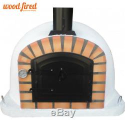 Brick outdoor wood fired Pizza oven 130cm white maxi deluxe, black door