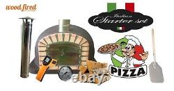 Brick outdoor wood fired Pizza oven 80cm Deluxe extra model brown package
