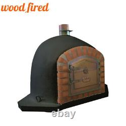 Brick outdoor wood fired Pizza oven 80cm black corner Deluxe model